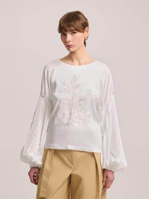 White Blouse with Lace Detail 