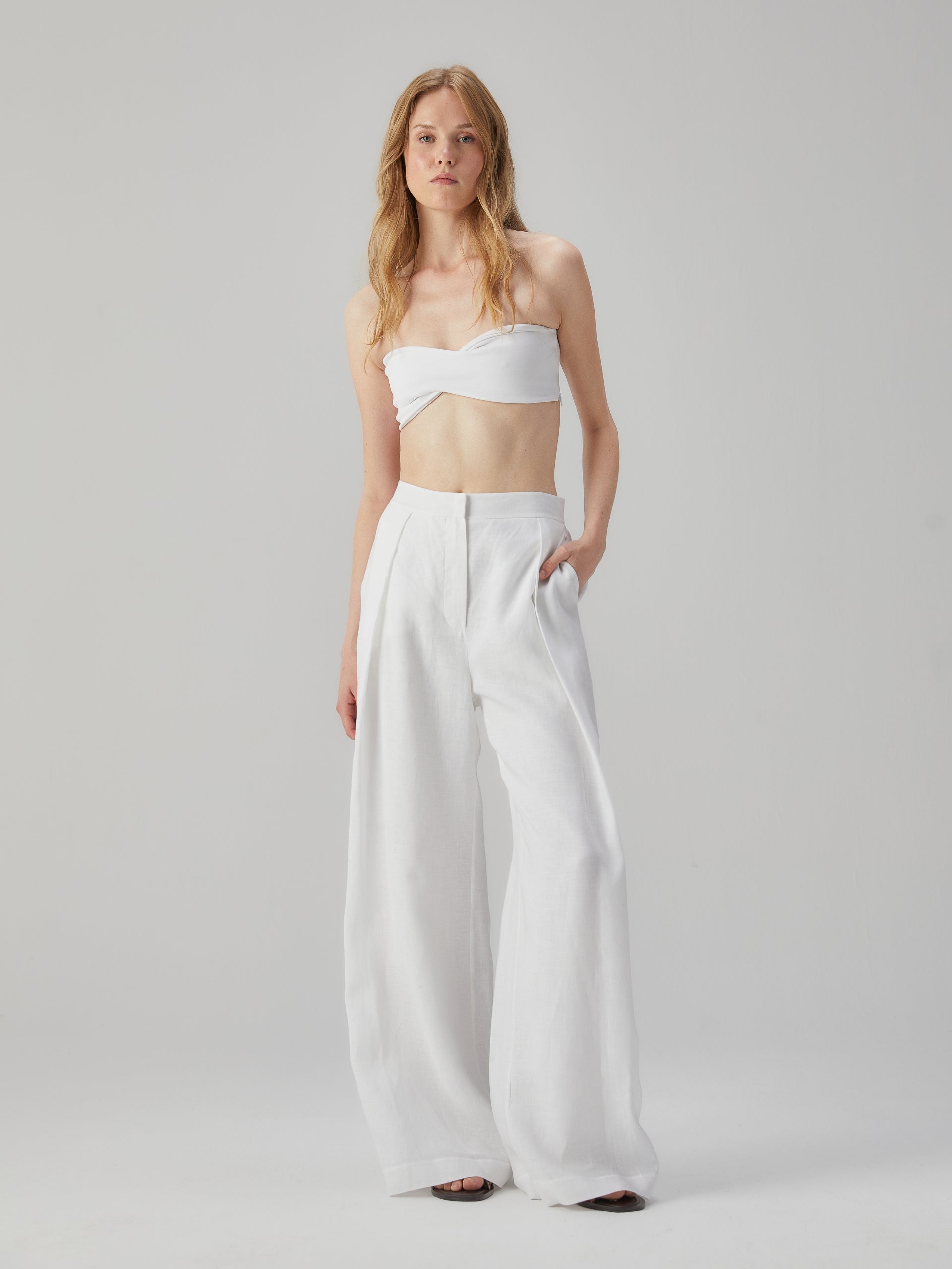 Bol Paçalı Keten Pantolon