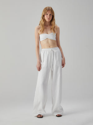 White Trousers with Elastic Waist 