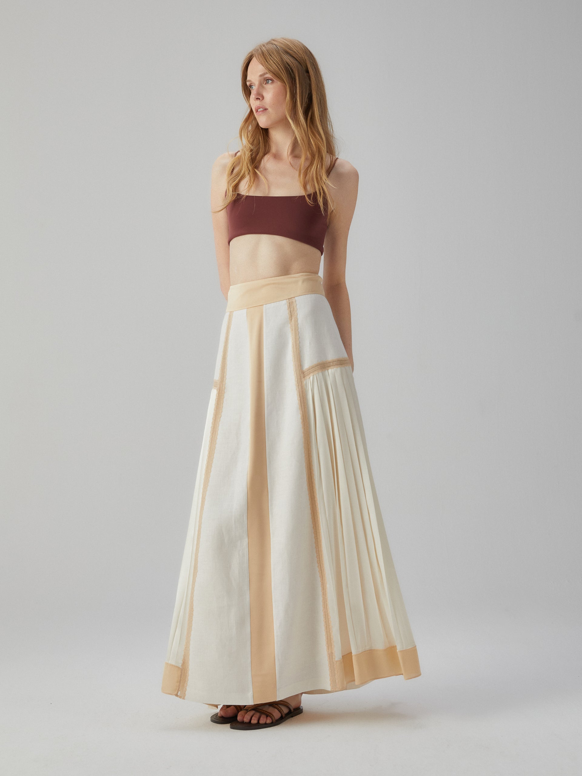 Long Skirt with Pleated Details