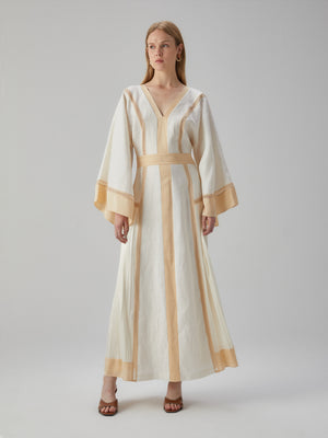 Çift Renkli Uzun Elbise