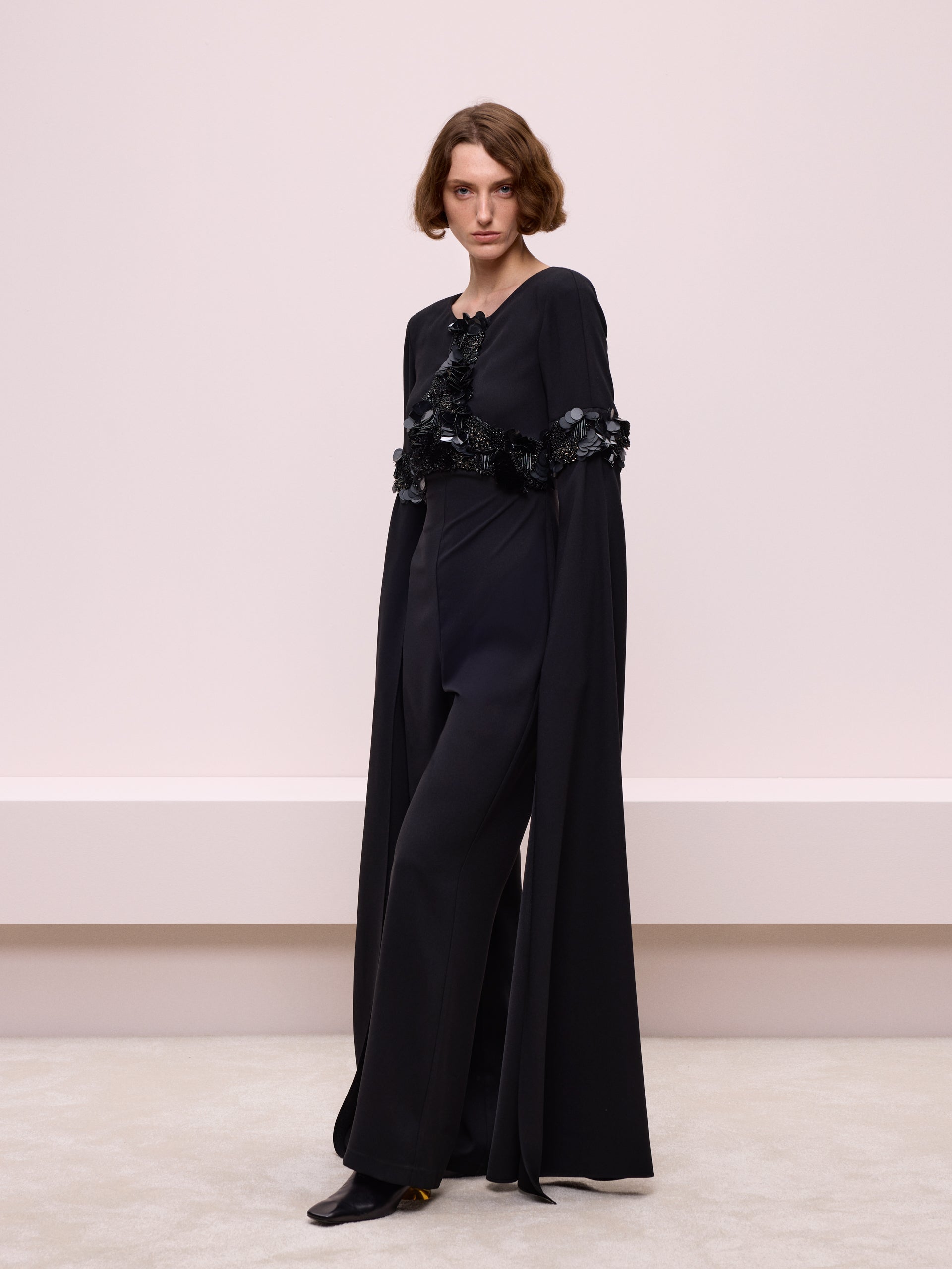 Black Jumpsuit with Accessory Details 