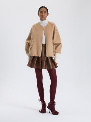 Short Beige Cashmere Coat 