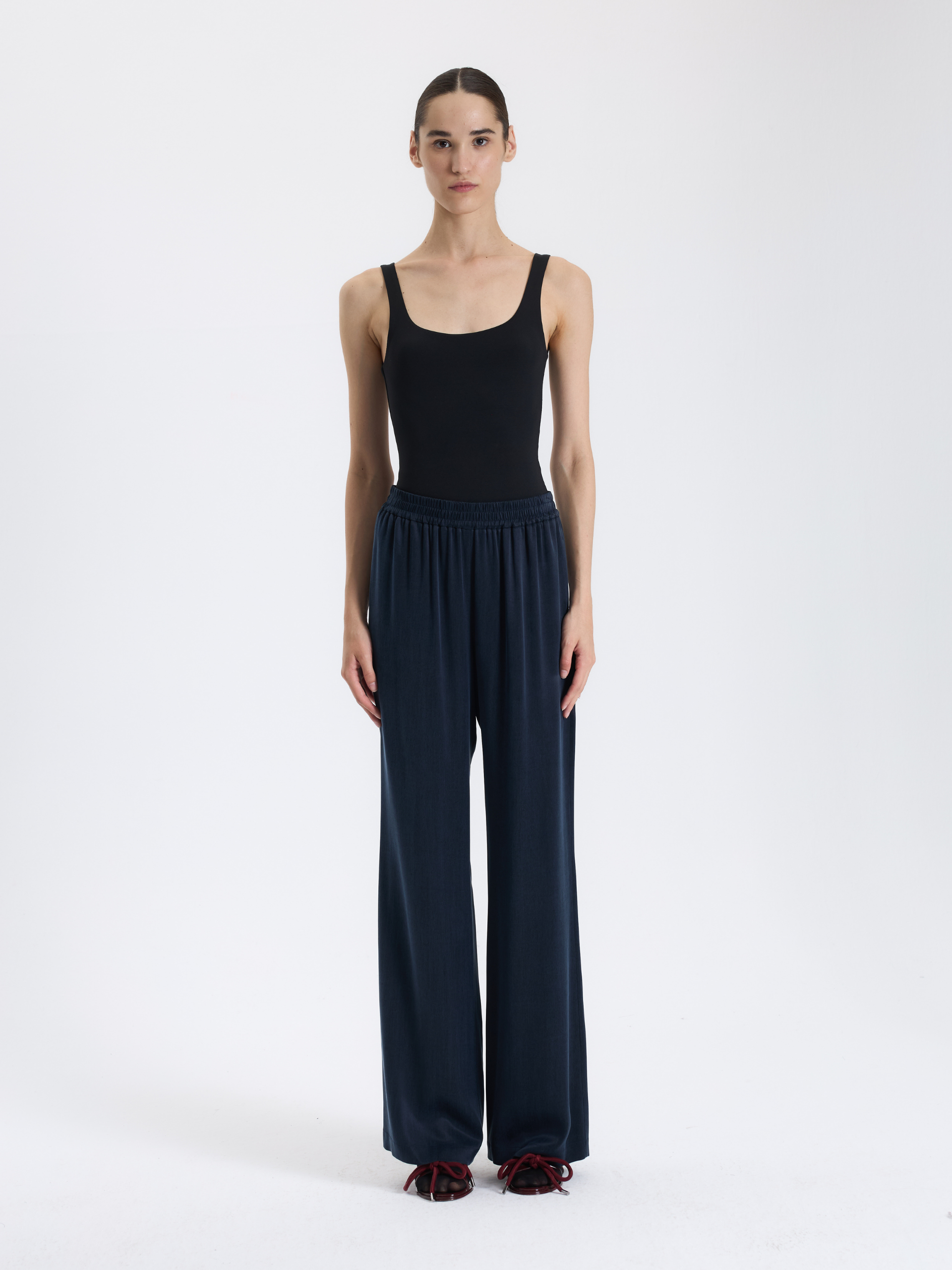 Navy Blue Wide Leg Trousers