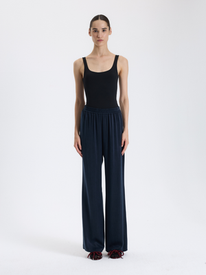 Navy Blue Wide Leg Trousers 