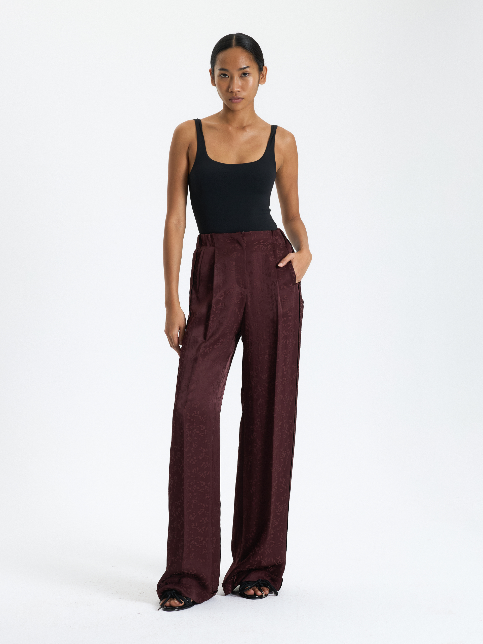 Patterned Plum Palazzo Trousers