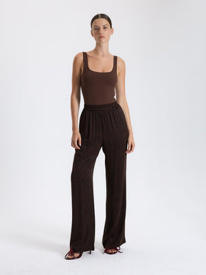 Brown Patterned Palazzo Pants