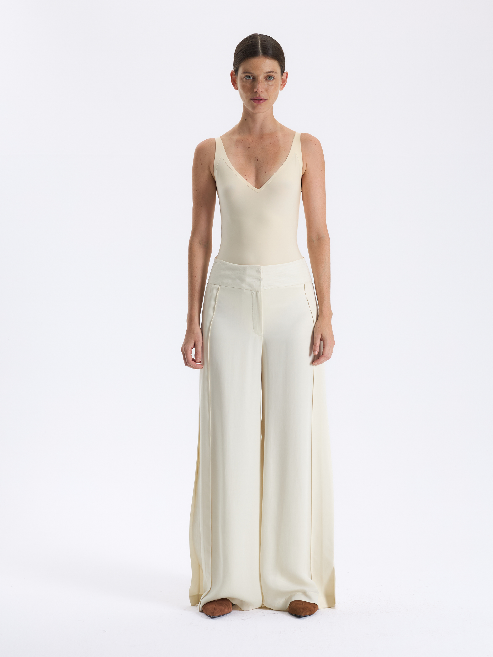 Ecru Palazzo Trousers