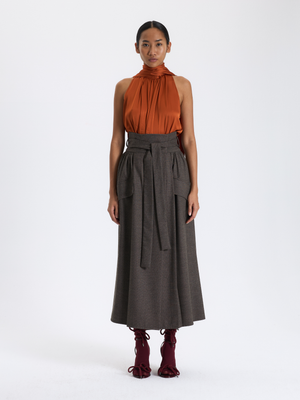 Brown Pocket Detail Skirt 