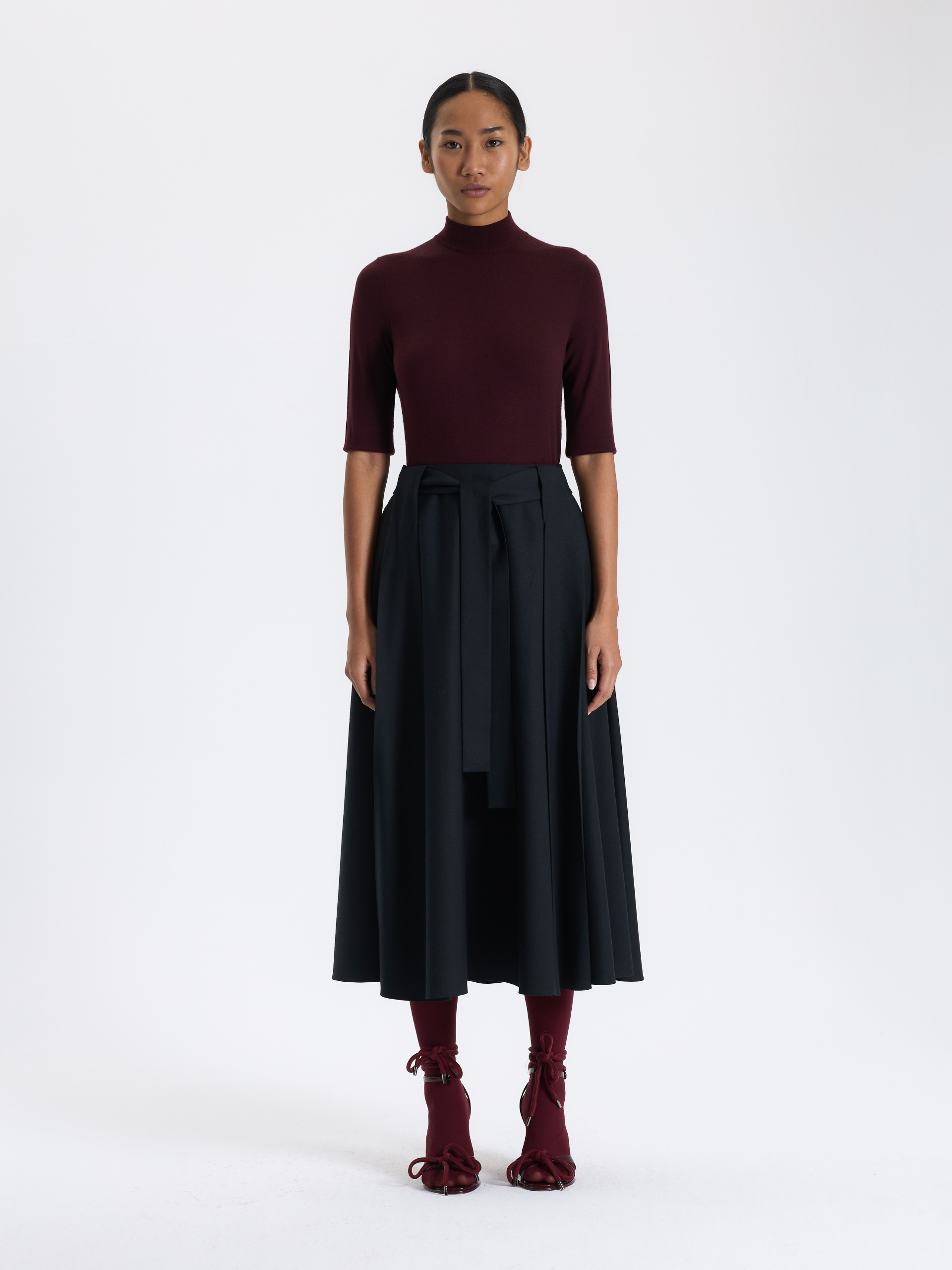 Black Belted A-Line Skirt