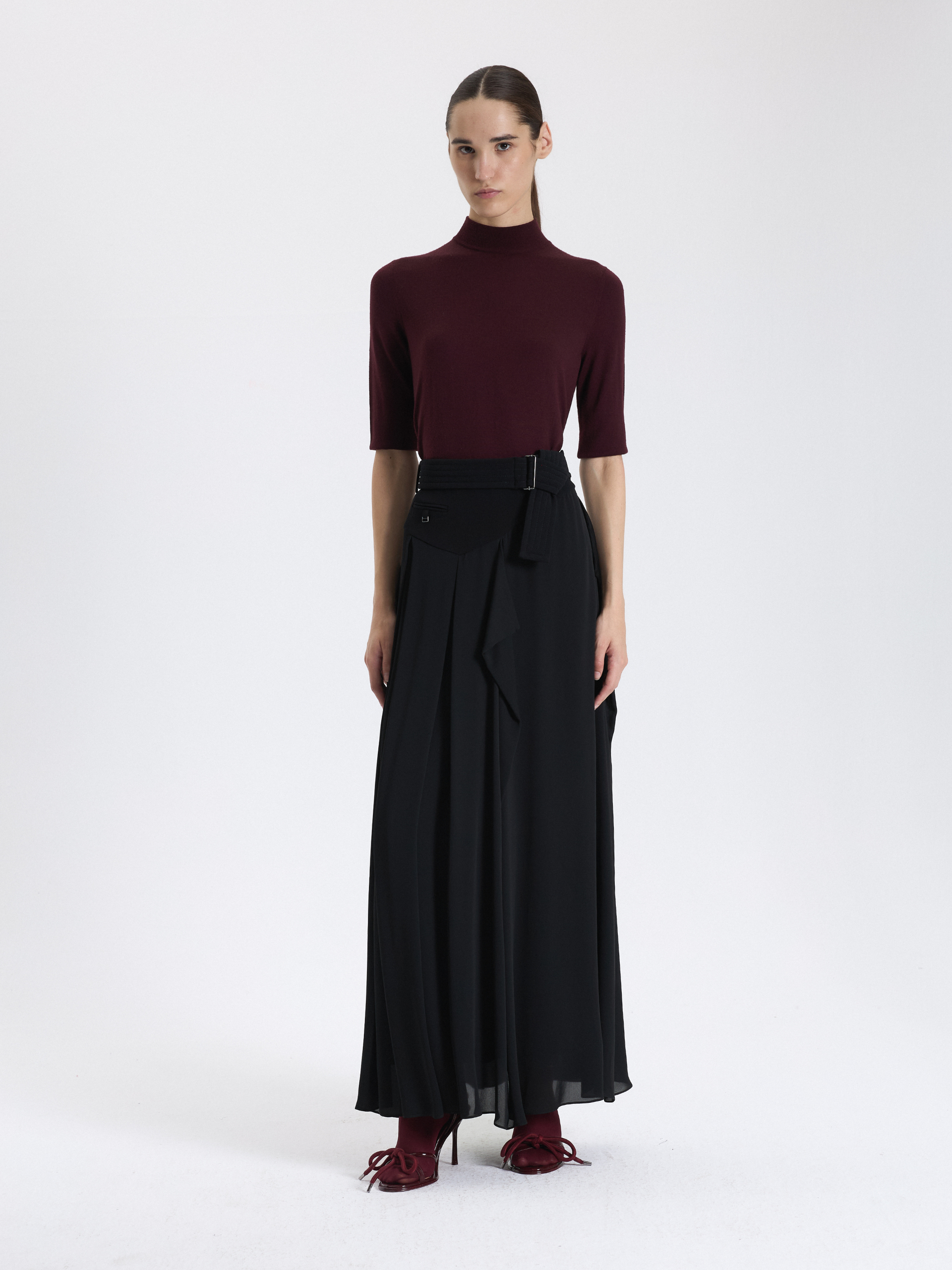 Black Asymmetric Maxi Skirt