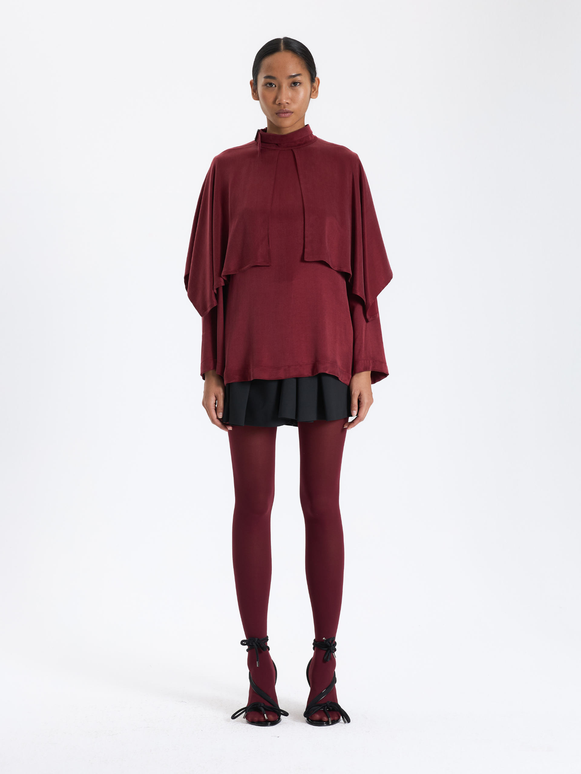 Red Flowing Loose Blouse