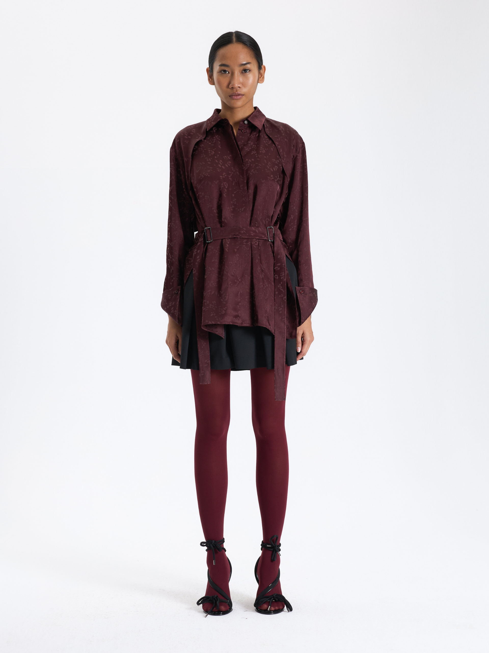 Patterned Belted Blouse