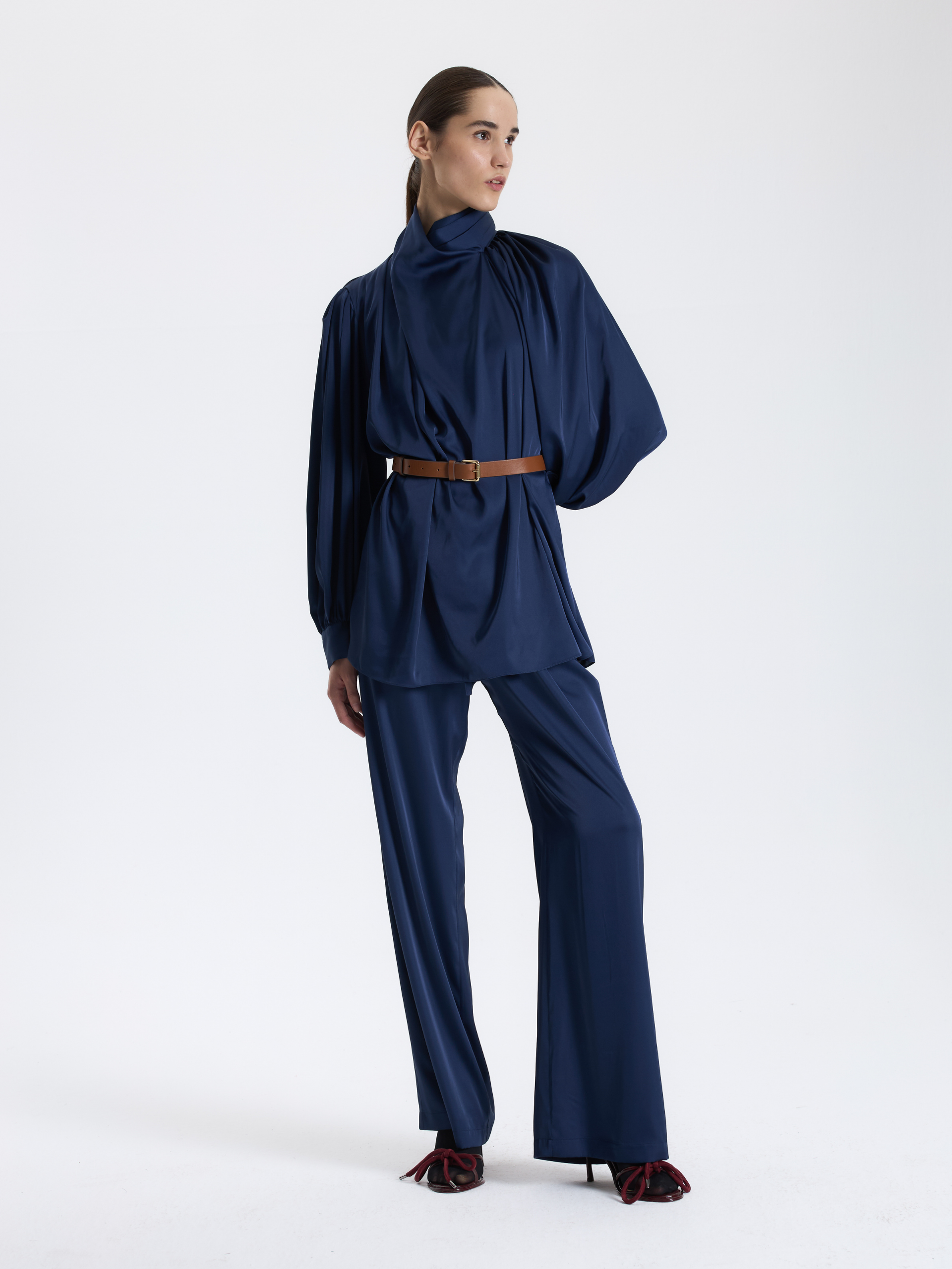 Blue Draped Blouse
