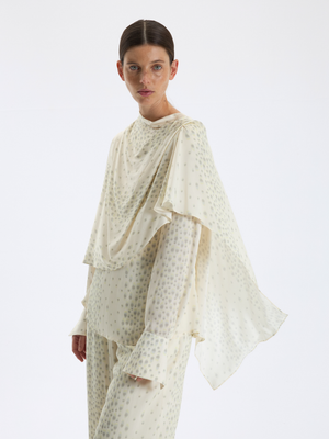 Polka Dot Draped Blouse 