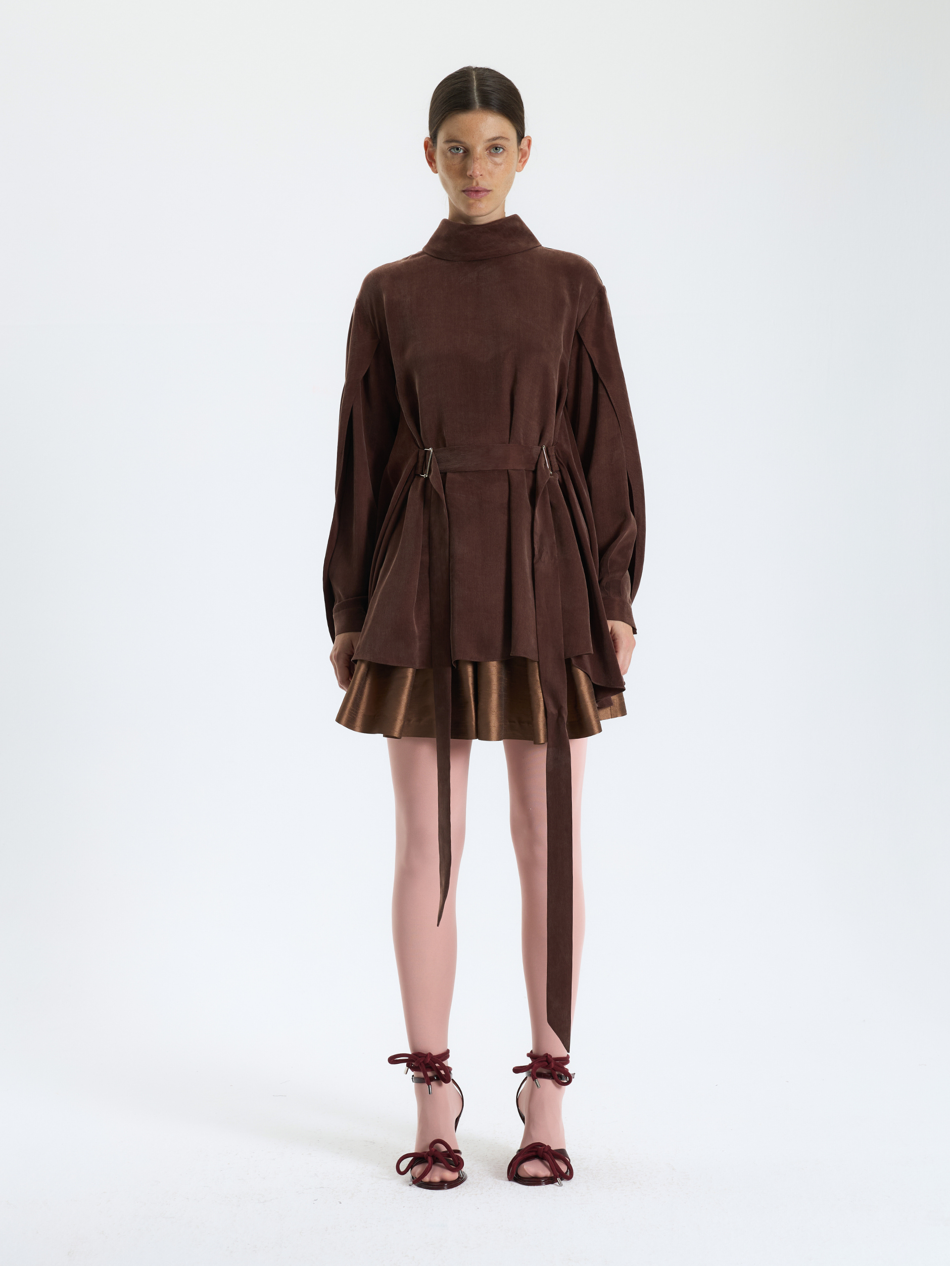 Brown Belted Blouse