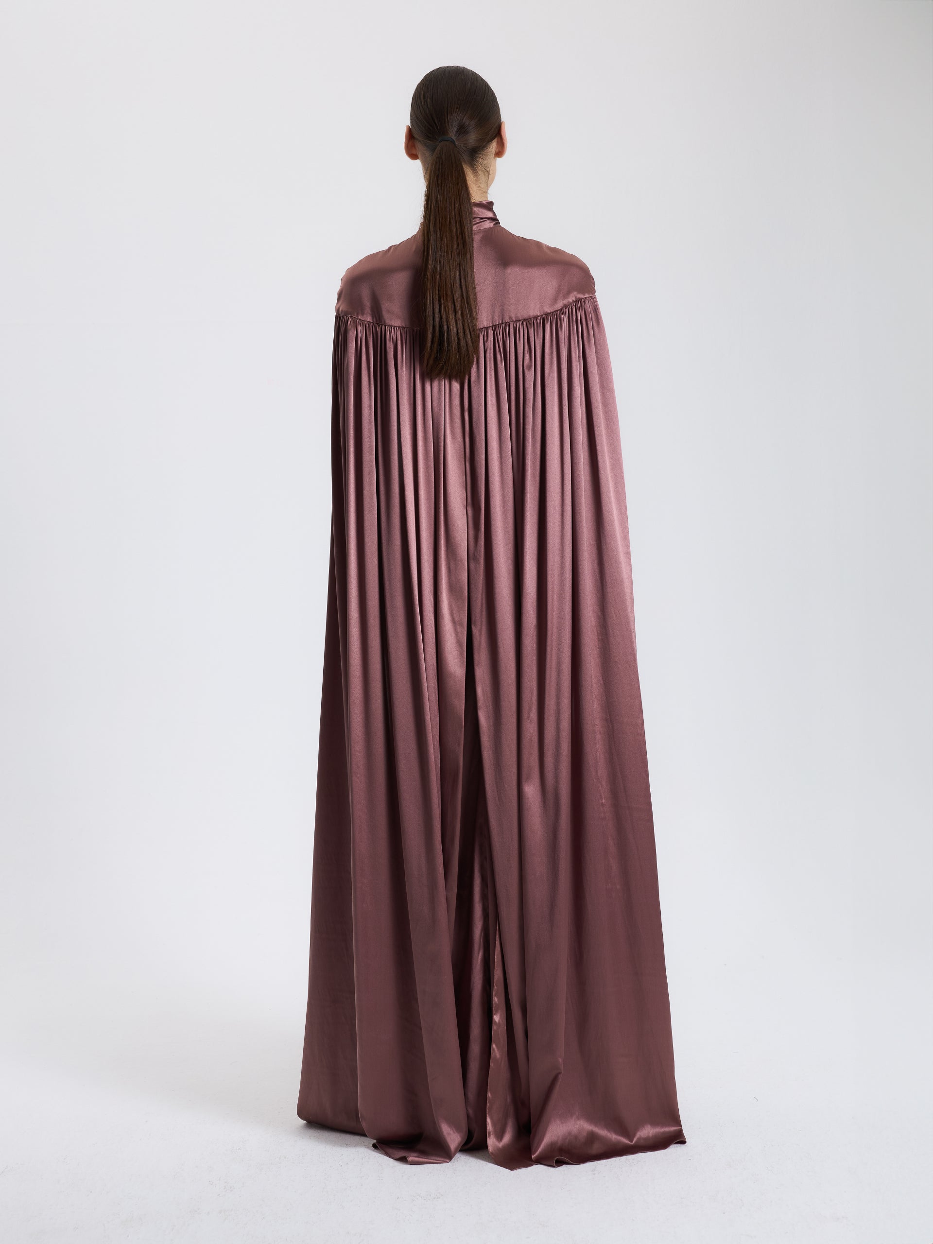 silk cape dress long Alexandra Silk and Wool Column Gown with Removable Cape 4 / Silk and Wool White