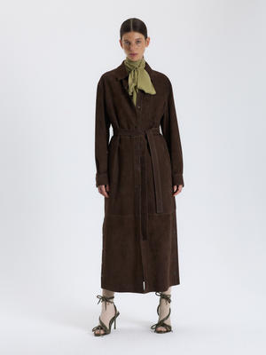 Kahverengi Süet Kemerli Kap